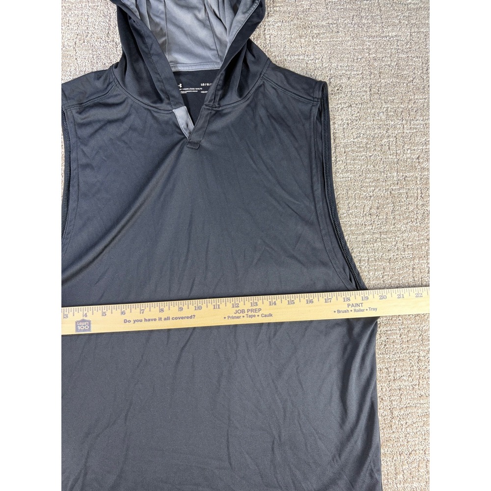 Under Armour HeatGear Sleeveless Hoodie Training Gym Shirt Black Large Mens - Picture 6 of 6